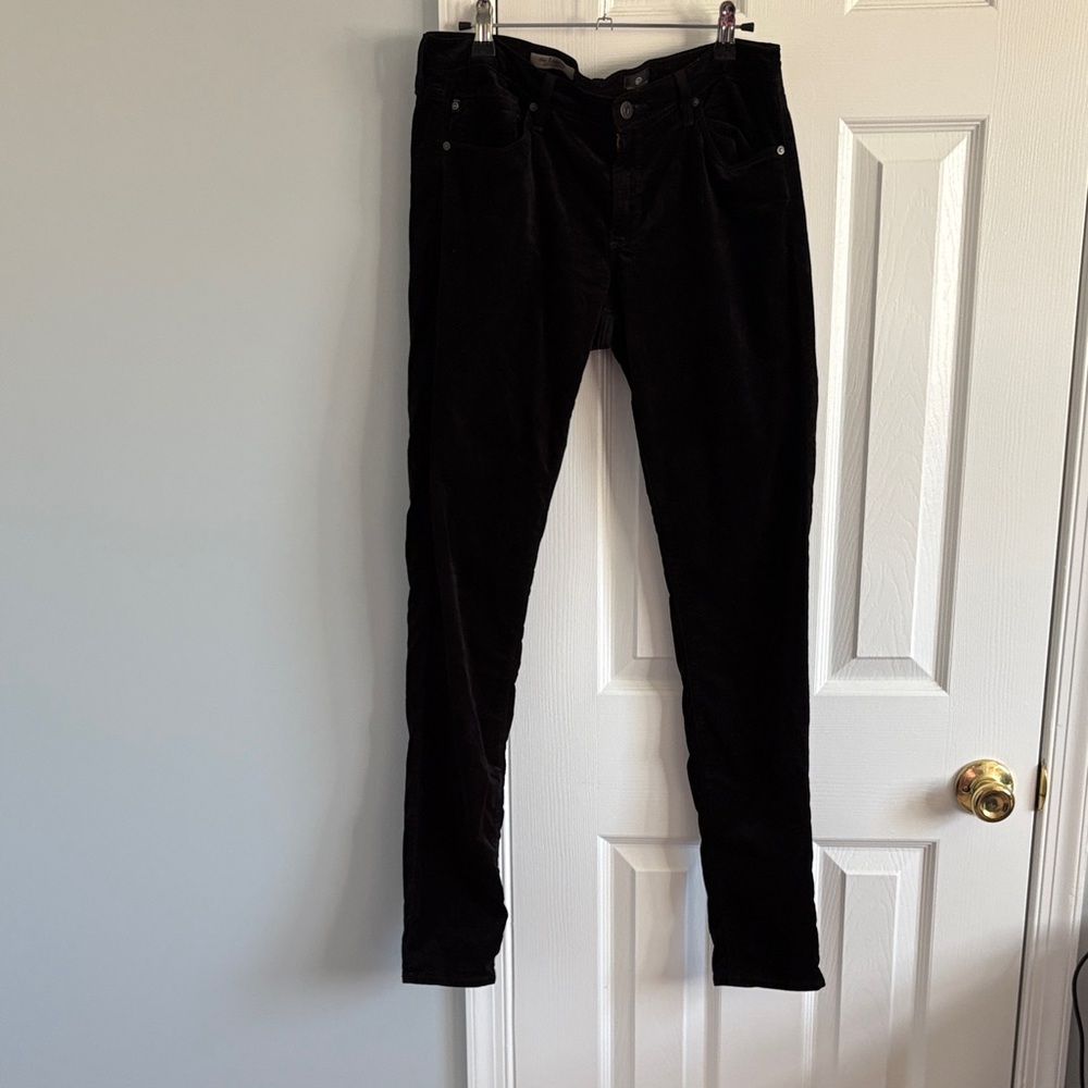 AG Adriano Goldschmied Black Velvet The Legging Super Skinny Jeans Size 31R